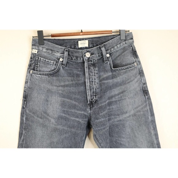 Citizens of Humanity Womens Straight Cropped Jeans 26 Buttoned Faded Black Denim - Picture 3 of 8